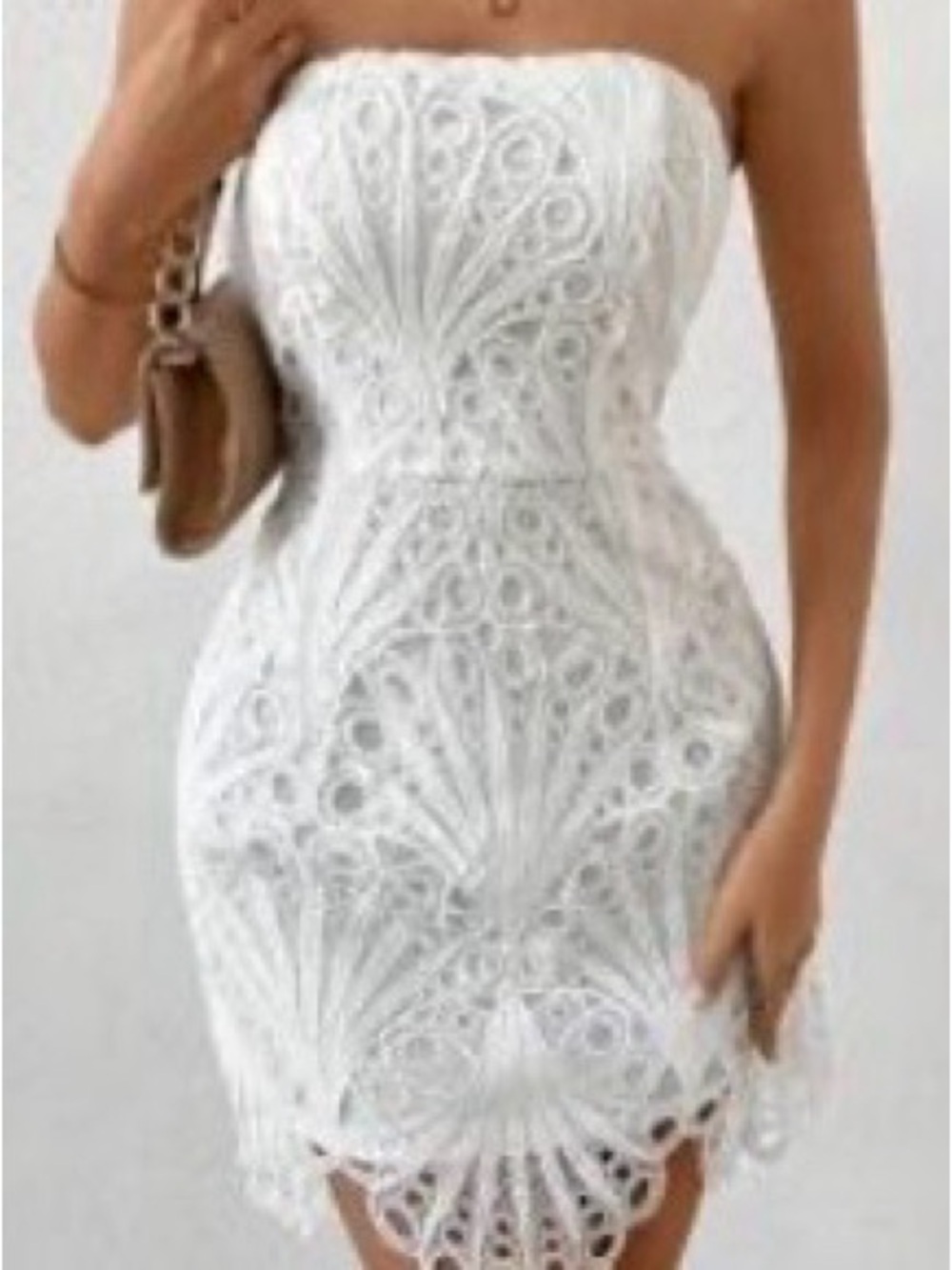 ☀️Bundle 2 for $25☀️ Beautiful White Strapless Crochet Lace Mini Dress. Zipper.